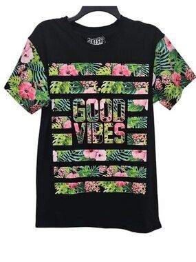 Fresh Laundry Good Vibes Tropical Graphic Tee Medium Men's Colorful Hawaiian